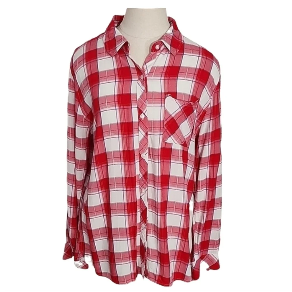 Rails Shirt Plaid Button Down Long Sleeve Red Size L - Picture 3 of 16